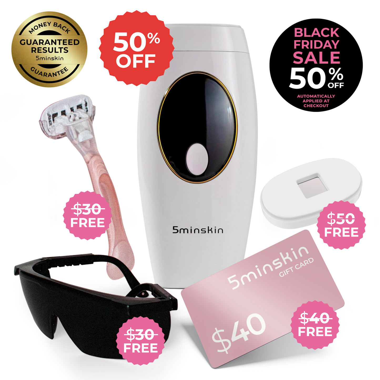 5MINSKIN AT-HOME LASER HAIR REMOVAL HANDSET - 50% OFF BLACK FRIDAY SALE