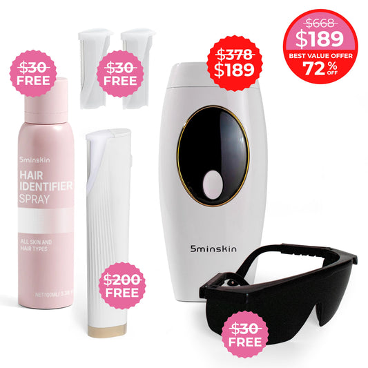 5MINSKIN AT-HOME LASER HAIR REMOVAL HANDSET - 72% OFF MOTHER'S DAY SALE + 4 FREE GIFTS (WORTH $290)