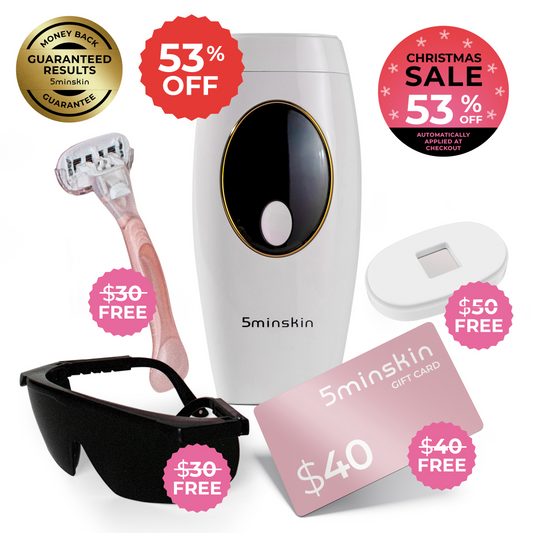 5MINSKIN AT-HOME LASER HAIR REMOVAL HANDSET - 53% OFF CHRISTMAS  SALE + 4 FREE GIFTS (WORTH $150)